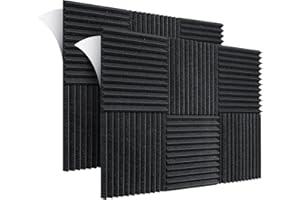 Wemk Panneaux de Mousse Acoustique, Lot de 24 Panneaux Acoustique Ignifuges Autocollante, Mousse Anti Bruit, pour Podcasting, Studio d'enregistrement, Bureaux, 30 x 30 x 2,5 cm