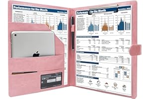 GraduatePro Porta Documenti A4 Pelle Portablocco Con Pinza Cartellina Portadocumenti Portablocchi Impermeabile Donna Uomo Rosa