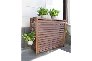 HRXQ Cache Climatiseur Extérieur Bois Massif Cadre Décoratif Durable Et Imperméable Couverture De Climatisation, Facile À Installer pour Jardin, Balcon Et Décoration Extérieure(L-105x47x80cm)