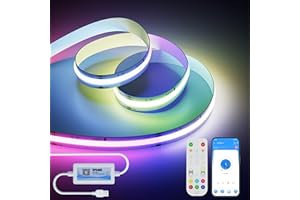 OULARA USB 5V RGB Smart IC Bande LED COB, 3M WS2811 IC Adressable Couleur flexible pour chasser les couleurs avec APP Contrôle/Musique Mode, fonctionne avec Alexa/Google pour TV, Cuisine, Fête DIY