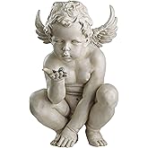 Design Toscano EU4360 Life's Mysteries Cherub Bah&ccedil;e Heykeli, 38 cm, Poliresin, Antik Taş