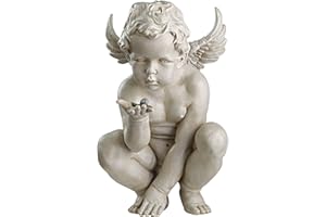 Design Toscano EU4360 Statua Cherubino i Misteri della Vita, off Bianco, 29x23x38 cm