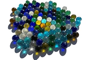 FAIRY TAIL & GLITZER FEE - 100 Bolas de vidro, multicoloridas, Azul, dourado, Vermelho, Verde, brilhantes, 16 mm, para brincar, preencher Vasos, tigelas Decorativas
