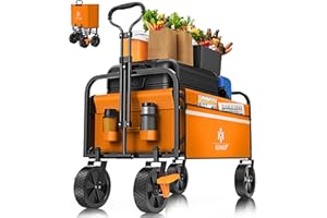 KESSER® Carrello pieghevole a mano, con 2 tasche in rete, tasca laterale e copertura per il trasporto senza tetto, colore: arancione