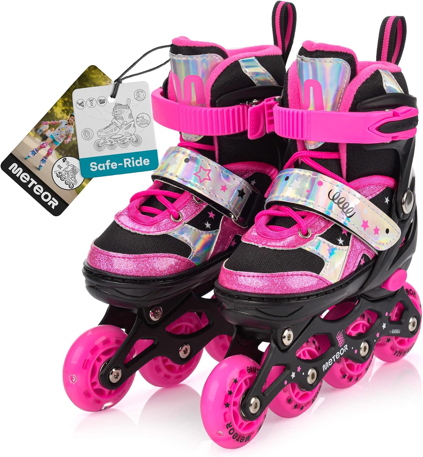 meteor Patines Línea 4 en 1 Ajustables para Niños y Adolescentes - Resistentes Infantiles Jóvenes y Adultos