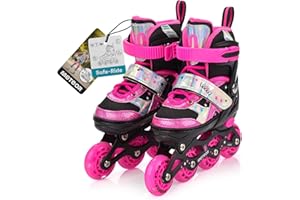 ‎METEOR Rolki dla Dzieci Łyżwy Wrotki Łyżworolki Rollerblade 4 w 1 Fitness Młodzieżowe Damskie Męskie meskie Regulowane Czarne i różne kolory dla Dorosłych Scate Koła Led Meteor