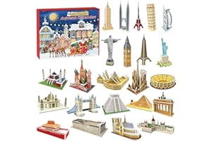 ZHMENGE Adventskalender 2025 Kinder für 3D Puzzle,24 Tage Weihnachten Adventskalender,24 Pcs Mini 3D Puzzles,Weltarchitektur-Puzzle-Geschenk,geeignet für Jungen,Mädchen und Geografie-Liebhaber