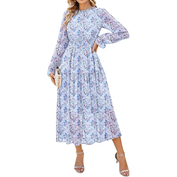 sachin and babi light blue dress Pink Floral Chiffon Pleat Neck Dress main image 0