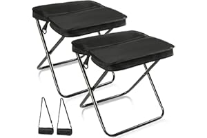Exquilnova 2PCS Foldable Backpack Stool for Camping,Portable Folding Stool with Shoulder Strap,Camping Stools Folding Lightweight for Fishing,Queuing,Mountaineering,Hiking,Gardening,Traveling(Black)