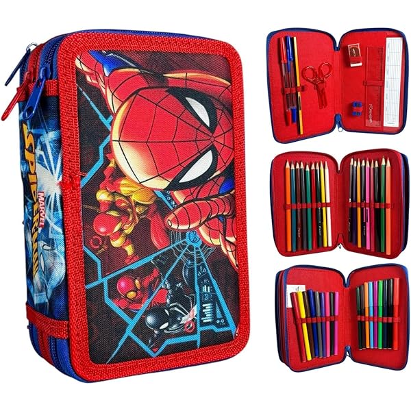 Avengers Filled Pencil Case For Children - 3 Zip Compartments With