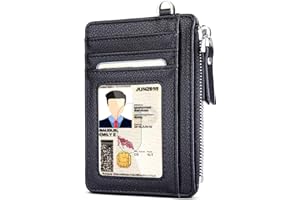 Teskyer Portefeuille Homme, Porte Carte Bancaire, Petit Portefeuille Homme, Porte Cartes de Credit, Cuir PU, RFID, avec Fermeture éclair, contenir Jusqu’à 8 Cartes, Minimaliste, Noir