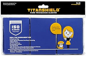 TitanShield (150 buste) piccole dimensioni giapponesi carte da scambio carte protettive compatibile con Yu-Gi-Oh!, Cardfight!! Vanguard & Photocards (blu)