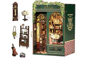 Fsolis Book Nook DIY - Miniatura in Legno Casa delle Bambole, Inserto per Libreria, Decorazione Creativa Biblioteca, Modello Costruibile & Regalo Originale(Owl Bookstore)