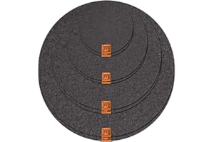 ‎MIQIO MIQIO® Design Filz Untersetzer rund für Vasen BZW Getränkeuntersetzer - 8er Set - 10 cm/ 15cm / 20 cm / 25cm - Filzuntersetzer in dunkelgrau für Getränke, Tassen, Bar, Glas - Premium Tischuntersetzer