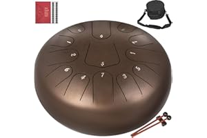 Happybuy Percussion Instrument 13 Tone Percussion Instrument 12 Zoll, Steel Tongue Drum, Hand Pan Drum mit Trommelschlägern, Tragetasche, Notiz Sticks für Meditation, Yoga, Sound Healing(Grün)