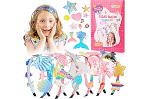 PORWKE Girls Gifts for 5-8 Year Old - Arts and Crafts Hair Accessories Gift Set - Stocking Fillers Kids Toys Age 3-8 Craft Sets Mermaid