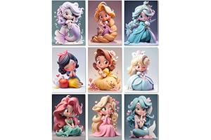 PUJEKNM 9 Stück Diamond Painting Erwachsene-Prinzessin 5D Diamant Painting Bilder Erwachsene,Cartoon Diamond Painting Set DIY Personalisiert Basteln Bilder Dekorationen für Home Wand Décor(9er set,30x40cm)