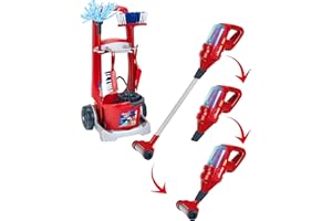 Theo Klein 6720 Chariot de ménage Vileda avec aspirateur électronique Upright - avec Accessoires : Balai, Balai à Franges, Seau, etc. - Dimensions : 29 x 24 x 60 cm - pour Enfants à partir de 3 Ans