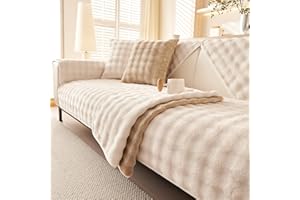 tianxinbaobei Velvet Couch Cover,Faux Fur Sofa Cover,Non-Slip Plush Couch Cover Furniture Protector (White,90x90CM/36 x36/Armchair Sofa Cover)