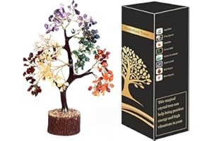 WONDER CARE Seven Chakra Natural Healing Reiki Crystal Bonsai Fortune Money Tree para la Buena Suerte, la Riqueza y la Prosperidad, Feng Shui Home Office Decor Regalo Espiritual