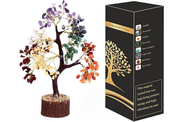 Sept Chakra Guérison Naturelle Reiki Cristal Bonsaï Fortune Money Tree pour Bonne Chance, Richesse et Prospérité Décor Feng Shui Cadeau Spirituel