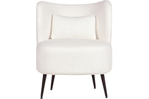 ‎BELIANI Beliani Wohnzimmer Sessel Gebogene Rückenlehne Glam Design Bouclé Polsterung Schwarze Beine Cremeweiß Otsby