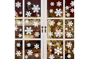 HEEKPEK Natale Adesivi Finestre Finestra Decorazione Natale Vetrofanie Adesivi Murali Fai da te Finestra Decorazione Vetrina Wallpaper fiocco di neve PVC Removibile,84 Pezzi