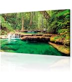 Tableau Mural Toile Paysage Montagnes Lac - 140x50 Cm - Style Moderne - Marque ARTTOR