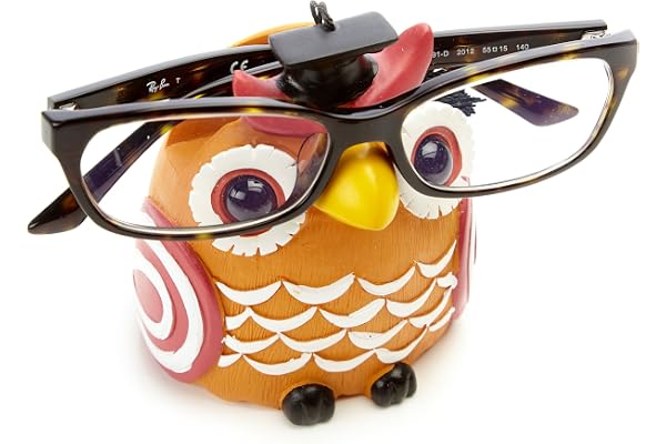 Joli support à lunettes By-Bers Uhu - Amusant - Modèle : hibou - En polyrésine peinte à la main - Pour les enfants et pour ceux qui sont restés jeunes dans leur tête Orange