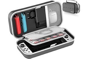 Tokluck Switch Tasche Schutzhülle für Nintendo Switch & OLED, Switch Hülle für Switch Joycon, Konsole, Netzteil, Switch OLED Tasche mit 20 Switch Spiele Aufbewahrung für Nintendo Switch Zubehör, Weiß
