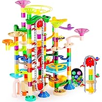 JOYIN Marble Run 170 Pièces – Circuit De Billes STEM, Blocs De Construction 120 Plastique + 50 Billes De Verre