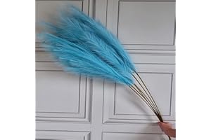 HOMESTREET Single Faux Pampas Grass Stem, Tall 115cm Long Fluffy Artificial Colourful Pampas Grass Dried Flower Style Decor (Turquoise)