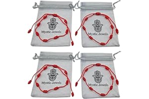 MYSTIC JEWELS - Pulsera de Cuerda Roja con 7 Chakras, Amuleto de Protección y Buena Suerte, Ajustable, Hecha a Mano, para Mujeres y Hombres, Símbolo de Familia y Amistad