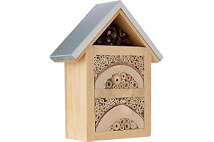 Unibos | Wild Insect Hotel | Eco-Friendly Bug House for Bees Butterflies Insects in Garden | Kids Friendly | Weather Resistant Bug Shelter | Hanging Bee Home | Nest Box | Metal Roof
