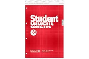 Brunnen 106791201 - Blocco note per studenti per mancini, formato A4, a quadretti, rigatura 28, 70 g/m², 80 fogli, con spirale di testa)