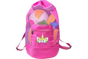 LOHAME Borsa da Spiaggia per Bambini Borsa da Spiaggia in Rete Borsa Porta Giochi Spiaggia Portatili Pieghevoli Giochi Borsa per Giocattoli Sabbia Via Borsa con Cerniera-per Bambino Piscina Viaggio