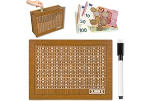 ZZRSYJ Tirelire en Bois,Numérique Tirelire Réutilisable,Tirelire avec Compteur,Tirelire avec Objectif D'épargne et Chiffres à Cocher,Tireliure en Bois pour Aider Enfants à Commencer à Economiser (3000ou)