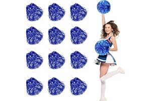 xolear 12 Pezzi Pompon da Cheerleading, Pompon da Cheerleader con Manici, Plastica Cheerleader Poms Pom per Danza, Sport Competizioni, Feste di Carnevale, Blu