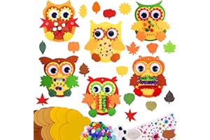 HZMJDHZM 6 Pièces Kit d'Artisanat Hibou Enfant, Ensemble D'artisanat D'automne Enfant, Kit D'artisanat en Feutre, Hibou Autocollantes Bricolage Pour Thanksgiving, Automne Fête (Hibou)