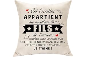 Hasodeo Housse de Coussin Décoration - Le Meilleur Fils - Cadeau Original pour Maman et Papa, Idée Anniversaire et Remise des Diplômes