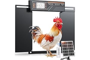 Grande Porte Poulailler Automatique Solaire, MASTERFUN Double Porte Coulissante Latérale, Porte Automatique Poulailler Solaire avec Minuterie, Fonction Lumière, Télécommande, Fonction Anti-pincement