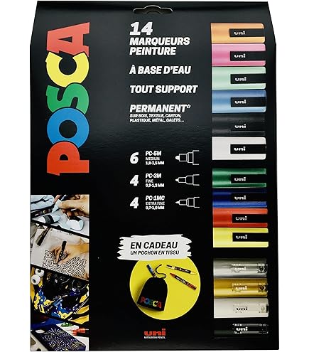 Pennarelli POSCA Uniposca - Set Pennarelli Acrilici Punta Tonda 1.8-2.5 Mm, Per Tessuti, Legno, Vetro E Altro