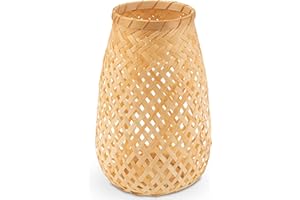 Decorasian Portavelas de bambú trenzado, portavelas decorativo, portavelas