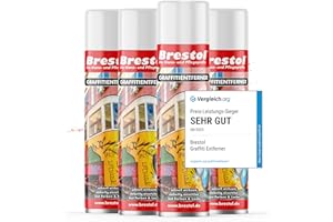 BRESTOL® GRAFFITI ENTFERNER 4x 400 ml Spray - Graffitilöser Farbabbeizer Farblöser Farbentferner Lackentferner Lacklöser Lasurlöser Lasurentferner Dispersionsmittel Abbeizmittel Abbeizer