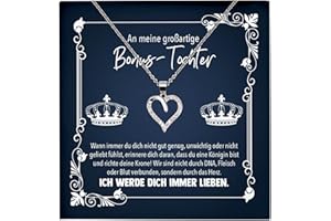 22Feels Echt Silber 925 - Originelle Schmucksets für Stieftöchter - Herz Halsketten mit Botschaftskarten Made In Germany