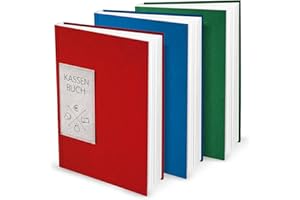 ‎LOGBUCH-VERLAG Logbuch-Verlag 3 große DIN A4 Kassenbücher rot blau grün nach den Vorschriften ordnungsgemäßer Buchhaltung Einnahmen Ausgaben Buch