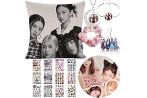 ZPPLD Blackpink zestaw upominkowy dla fanów, czarny róż, zestaw upominkowy dla fanów, czarno-różowe poszewki na poduszkę, czarne naklejki