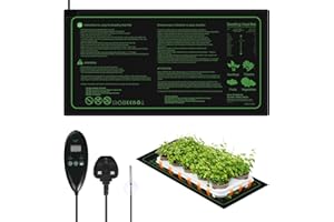 WORHUDY Heat Mat for Plants with Thermostat Display Digital 10"x 20" Seedling heat mat for Winter Indoor Seedling Germination and Greenhouse