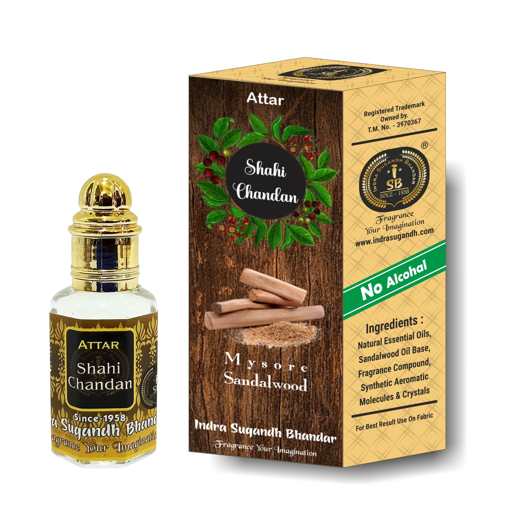 INDRA SUGANDH BHANDAR Attar For Men|Women Shahi Chandan Real Mysore Sandalwood Long Lasting Fragrance 12ml Rollon Pack