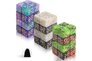 SLAKOZYT Set di cubi Token Magic The Gathering Glitter Sparkle Dice, Dadi di fedeltà Starry Marble D6 compatibile (48 stelle notte viola, rosso, verde, nero, bianco), P0121